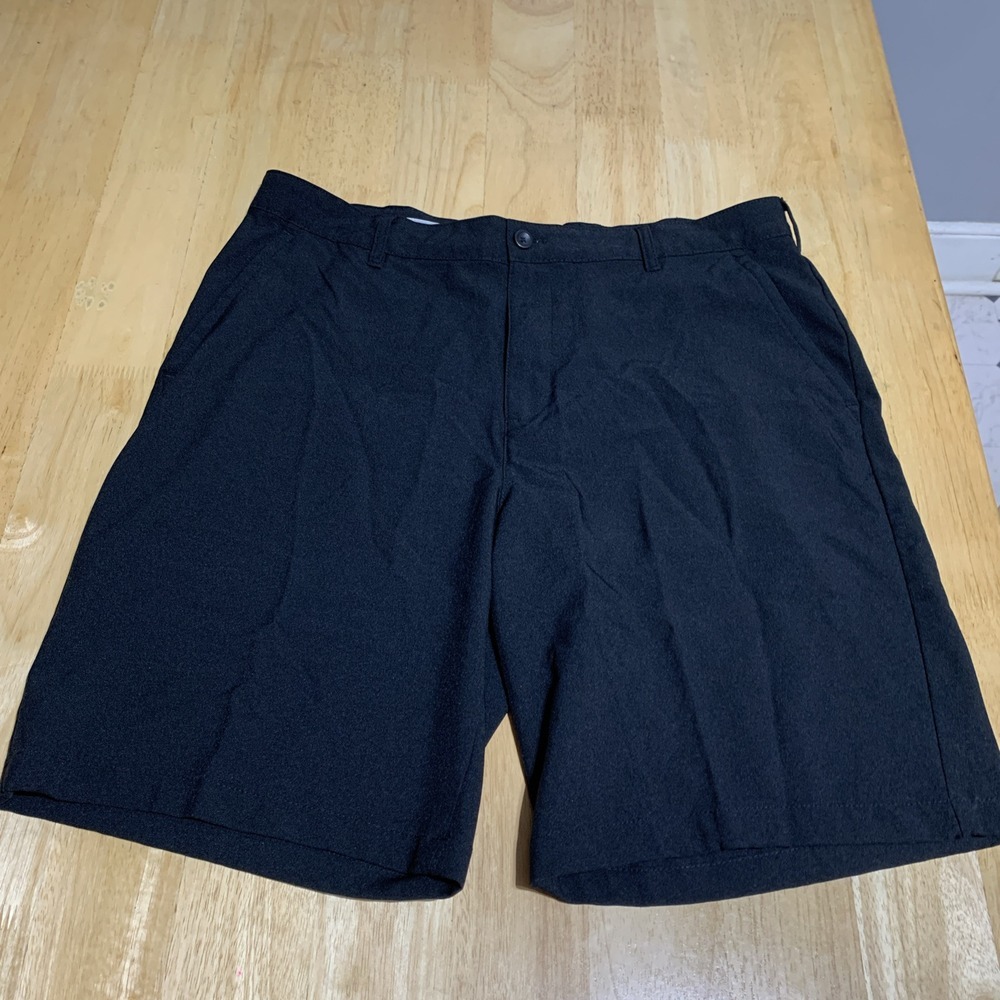 Izod Golf Shorts Mens Size 38 Black‎ Chino Flat Front Casual Fit Pockets Stretch